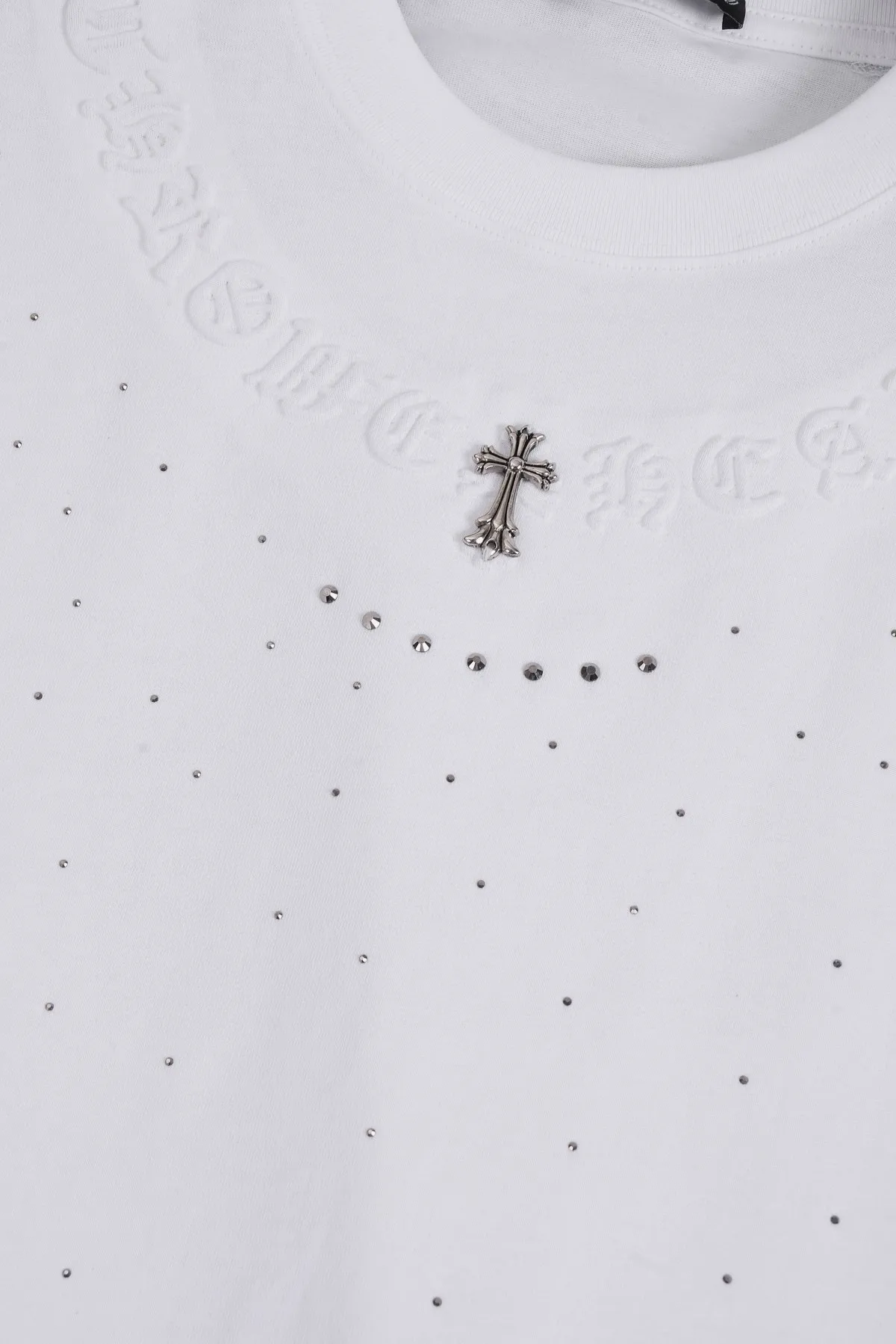 🅿️198 Chrome Hearts Select 280 grams of customized fabric [Top quality] Customized handmade hardware + concave and convex embossing + hot diamond embellishment process. Same style for men and women. Size: S M L XL XXL Color: black white